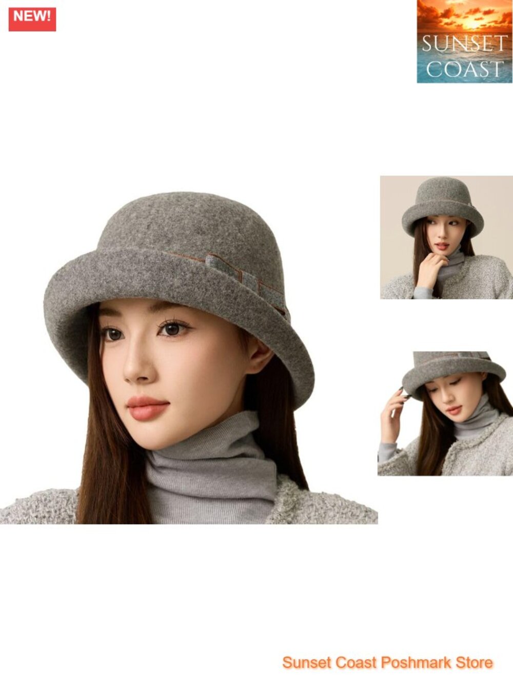 Vintage Felt Cloche Bucket Hat Adjustable Winter Fall